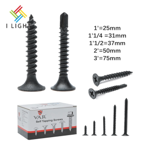 (Wholesale/1 CTN)Wood/Metal Black Screws 1 inch~3 inch flat head Gysum Screws