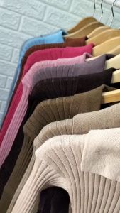 atasan wanita longsleeve kerah polo / knitwear premium