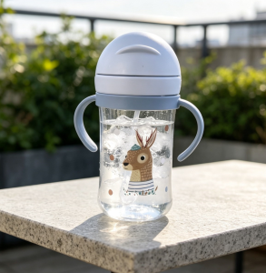 350ml Cute Cartoon Anti-Choking Handle Cup Gravity Cup Milk Cup Animal Wide Caliber Water Ball Drinking Water Bottle Baby