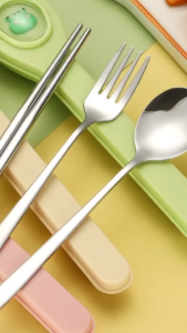 Gratis Ongkir - H6659 Alat Makan Stainless Steel / Set Alat Makan Stainless Steel / Peralatan Makan Portabel