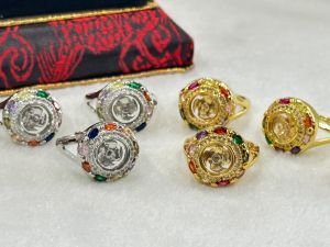 กระจาย แหวนกังหันเรียกทรัพย์ 3 แบบ สีเน็บ สีทอง และ สีพิ้งค์โกลด์ สำหรับประดับพลอยนพเก้า