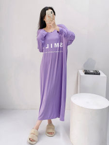 ผู้หญิง Modal แขนยาว ชุดนอน ความยาวพื้น ลายพิมพ์ตัวอักษร น้ำหนักเบา บ้าน เดรส พลัสไซส์ ใส่สบาย ลำลอง ฤดูใบไม้ร่วง ชุดราตรี