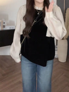 เสื้อเชิ้ตคอโปโลแขนยาวหลวมๆ สไตล์ฝรั่งเศส สำหรับผู้หญิง ฤดูใบไม้ผลิและฤดูใบไม้ร่วง เสื้อเชิ้ตผู้หญิงสไตล์เกาหลี ทรงหลวม ทรงสลิมฟิต