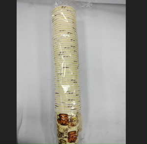 เครื่องแก้วกระดาษ แก้วกาแฟร้อน 8ออนซ์ คละลาย หูจับ 50 ถุง พร้อม แพ็ค