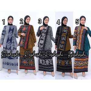 INARA SET# Setelan wanita terbaru bawahan rok atasan blus resleting belakang cantik bahan tenun troso setelan kerja