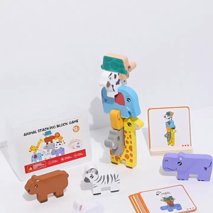 [Choo Choo Toy] Montessori Wooden Animal Stacking Block Balance Game Montessori Toys 动物叠叠高积木 Mainan Montessori -BT458