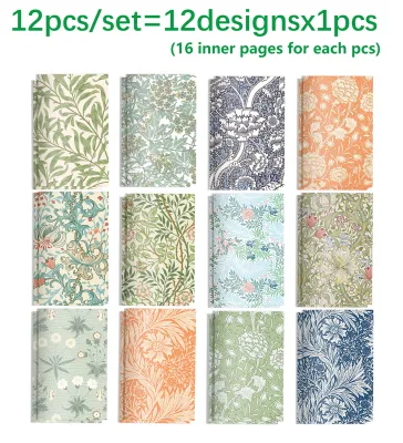 12/24pcs Retro Pattern Notebook Vintage Pattern Memo Pad Notepads Students Journal Pocket Notebook Birthday Gifts Party Supplies
