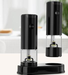 2pack Electric Pepper & Salt GrinderAdjustable Coarseness Battery Powered with LED Light One Hand Automatic