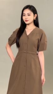 [Voucher 15% MOV 199K cap 100K Đầm HeraDG dáng xòe thiết kế xếp li tay phồng trẻ trung thanh lịch chất tuytsi cao cấp SDPBC3189