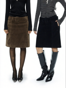 Vintage Imitation Suede A-line Skirt