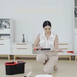 Alat Pel Lantai Pengering Stainless Super Mop Dengan Ember Pencuci Putar Hand Preassure Rotary Mop 360 Spin Mop