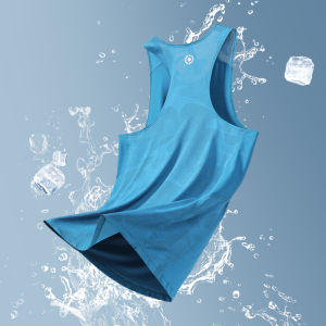 Mens Fitness Vest Summer Thin Marathon Sports Ice Silk No Sleeve Running Quick Dry T-Shirt Breathable Moisture Wicking Training Wear