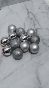 Icantiq 1 SET 6 Pcs Hiasan Pohon Natal Bola Plastik 3 CM Gantungan Pohon Natal Ornamen Natal Tinsel Aksesoris Dekorasi Pesta Dekorasi Natal