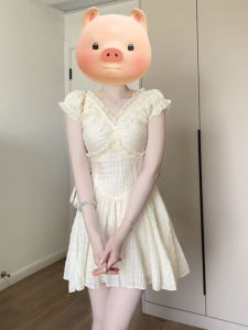 BeautyMark | ชุดเดรสสั้นแขนพองสไตล์ฝรั่งเศส ชุดเดรสสั้นผู้หญิงฤดูร้อน 2025 ใหม่ กระโปรงสั้นฤดูร้อนที่สวยงามสำหรับผู้หญิงตัวเล็ก กระโปรงทรงเอคอวี