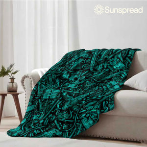 Beast Kingdom | Graffiti Weapon Doodle Soft Warm Flannel Blanket Lightweight Cozy Christmas Halloween Home Decor Room