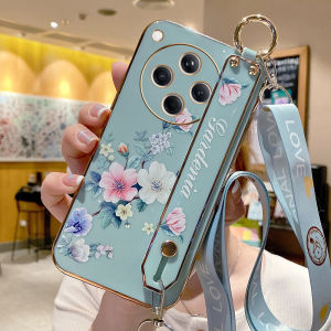 Oppo Findx8 pro Silicone Phone Case with Lanyard Full Cover Anti-Fall Soft Shell Lightweight Fresh Floral Design Digital Accessories