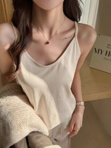 Áo Ba Lỗ Cổ Chữ U Thanh Lịch Cho Nữ Mùa Hè Áo Ba Lỗ Chống Ánh Nắng Ngoài Trời Áo Ba Lỗ Trong Áo Ba Lỗ Phong Cách Pháp