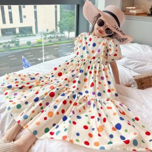 Bear Leader 6-13 Years Girls Colorful Dots Dresses Summer Short Sleeves O-neck Princess Dress for Teenage Kids Clothing Casual Waer Teen Outfits