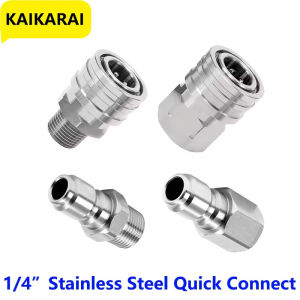 1/4 Inch Quick Connect Pressure Washer Fittings Stainless Steel Male and Female Adapter Set (Internal Thread External Thread)