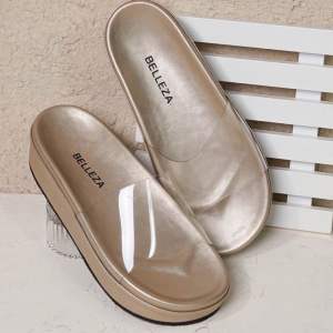 BELLEZA SERA Sandal Wanita Wedges Tinggi 5cm Casual Sendal Platform Beleza kaca Selop Transparan Premium