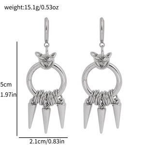 Bandai | Gothic Aesthetic Stainless Steel Chainmail Rivet Big Hoop Earrings for Women Punk Emo Grunge Style Edgy Spike Drop Earrings