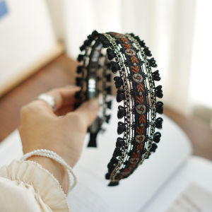 ที่คาดผมลายดอกไม้ปักหรูหราสําหรับผู้หญิง เครื่องประดับผมสไตล์ญี่ปุ่นและเกาหลีใต้อเนกประสงค์เหมาะสําหรับชุด