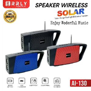 ERRLY Speake Bluetooth AI130 3in1 Wireless Spiker Aktif TWS SOLAR Recharge Panel Surya FM Antena Radio KIpas Mini