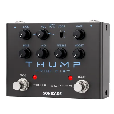 SONICAKE Thump Pure Analog High-Gain Distortion Guitar Effects Pedal with 2 Tone Modes Modern Vintage QDS-09