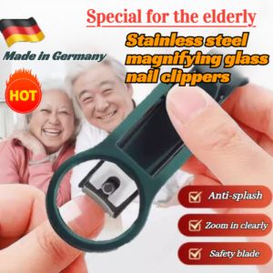 【2.5 Times Magnification HD】Nail Clipper with Magnifying Glass/Stainless Steel Portable Nail Cutter With Polisher/Magnifier Nail Cutters for Baby Seniors Reduce Eye Strain/Beauty Clipper Set Tools
