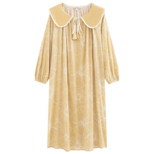 PJM INMARCH | PJM INMARCH Silk Princess Dress Pure Color Luxury Home Wear Long Sleeve Midi Dress For Young Women Casual Spring Season