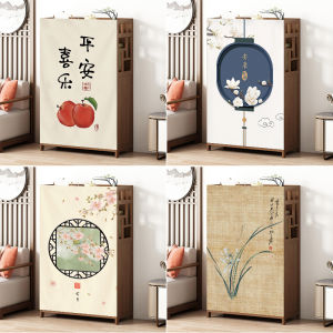 Chinese Style Wardrobe Door Curtain Dustproof Kitchen Magic Stick Fabric Curtain Bedroom Decorative Privacy Covering Cloth