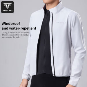 TOSUOD Cycling Jersey Breathable Quick Drying Windproof Two-Way Zipper Design Cycling Jacket Three Pockets Sports Clothing