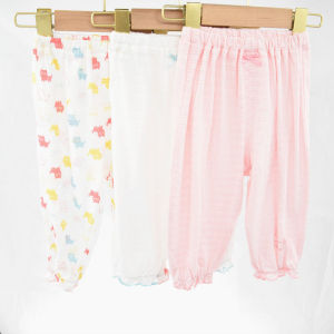 Anti-Mosquito Cotton Pants for Girls Thin Homewear Summer Air Conditioning Pants Baby Lightweight Cartoon Three-Pack