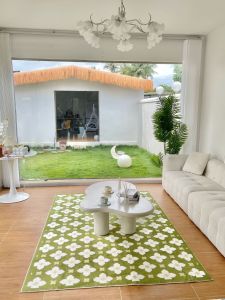 Green Floral Carpet for Girls Luxury Living Room Bedroom Balcony Rug Home Use Room Mat Elegant Minimalist Style Floor Cover