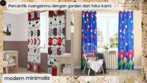 Gorden Jendela Pintu Elegan uk L120cm X T225cm Smokring Katun Free Tali&hook gordeng hordeng kordeng
