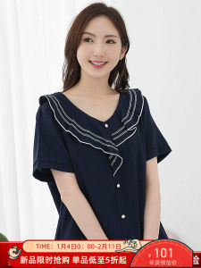 Aiyiqige plus Size Cotton Linen Blouse Flounce Hem Easy Wear Slimming Effect Korean Style Casual V Neck Short Sleeve Top