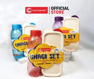UNAGI SET - Lunch Box set botol dan tempat makan dengan sendok garpu / kotak bekal tanpa sekat