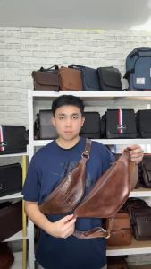 คลิป 100% สะพาย คาดอก คาดเอว หนังวัวเเท้ กระเป๋าสะพาย: กระเป๋าสะพาย คาดอก คาดเอว หนังวัวเเท้ ไซส์เล็ก สระเซียมเจาะ Real Leather