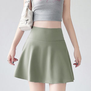 miiow | High Waist A-Line Mini Skirt Womens Sporty Anti-Light Tennis Half-length Skirt Elastic Ultra-light Nylon Spandex Blend