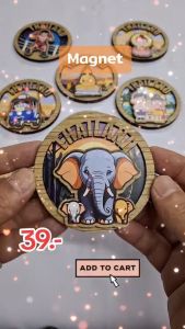 แม่เหล็กติดตู้เย็น ของฝากต่างชาติ วัสดุไม้อัด ขนาด 8 cm. ของทีระลึกไทย