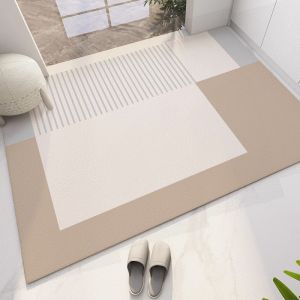 VIKAMA พรมเช็ดเท้าสไตล์ครีมสำหรับห้องน้ำ พรมปูพื้นสำหรับห้องครัว พรมเช็ดเท้าดูดซับน้ำกันลื่นตกแต่งบ้าน
