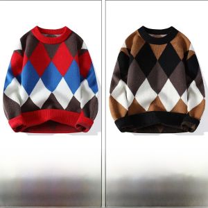 ROMON | Lormen Mens Thickened Warm Round Neck Knitted Sweater Casual Inner Wear T-Shirt Fashionable City Style Long Sleeve Loose Fit