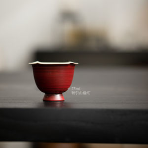 Guanyintang Handmade Tea Cup Cherry Red Single Cup for Home Use Vintage Wabi-Sabi Owner Cup Drinking Cup Ceramic Tea Set