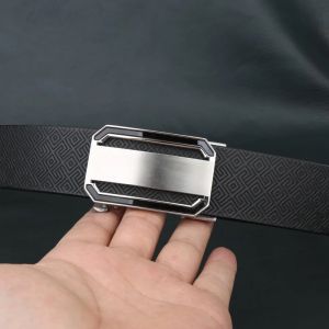 Handmade black border buckle single loop mens genuine cow leather belt imported from Italy top layer cowhide belt 304 stainle