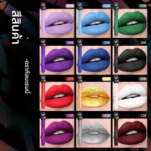แวมไพร์มะกอกสีเขียวสีดํา Phantom สีม่วงฮาโลวีนแต่งหน้าสร้างสรรค์ Vintage Matte Gold Silver Lip Color