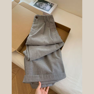 Light Grey High Waist Loose Wide Leg Casual Pants Womens Loose Lazy Style Slimming Long Straight Tube Trousers