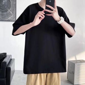 300G Heavy Weight American Pure Cotton Short Sleeve T-Shirt Couple Pure Color Tops Plus Size Bottoming Shirt Pure White T Men and Women Basic Style