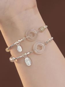Evening Joy Natural Agate S925 Pure Silver Bracelet Womens New Chinese Style Small Audience Gift Retro Court Fashion Jewelry