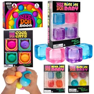 Schylling Needoh Mini 4 Pack Set Series Fidget Toys Slow Rebound Squishy Toys Stress Reliever Anxiety Focus Sensory Cube Gifts