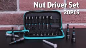 20PCS Magnetic Nut Driver Set 1/4" Impact Bit Set Metric & SAE Nut Drivers with Storage Bag for Motorcycle Repair